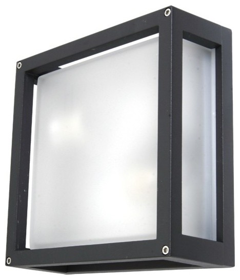 Benetti 2 Light Plain Square Wall Bracket in Charcoal - Contemporary - Outdoor Wall Lights And ...