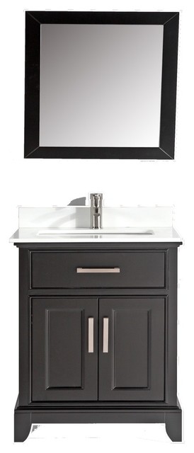Vanity Art Bathroom Vanity Set With Engineered Marble Top, 30", Espresso, Led Sensor-Switch Mirror