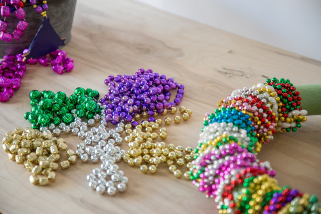 Create a Festive, Colorful Mardi Gras Bead Wreath