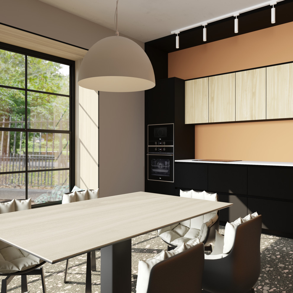 кухня гостиная терракотовая