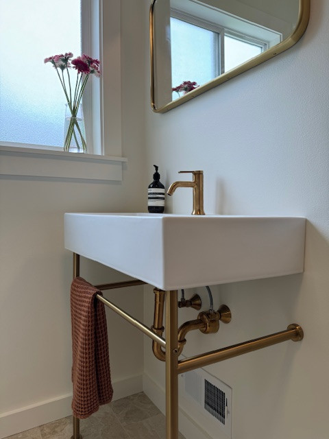 Inspiration for a powder room remodel in Portland