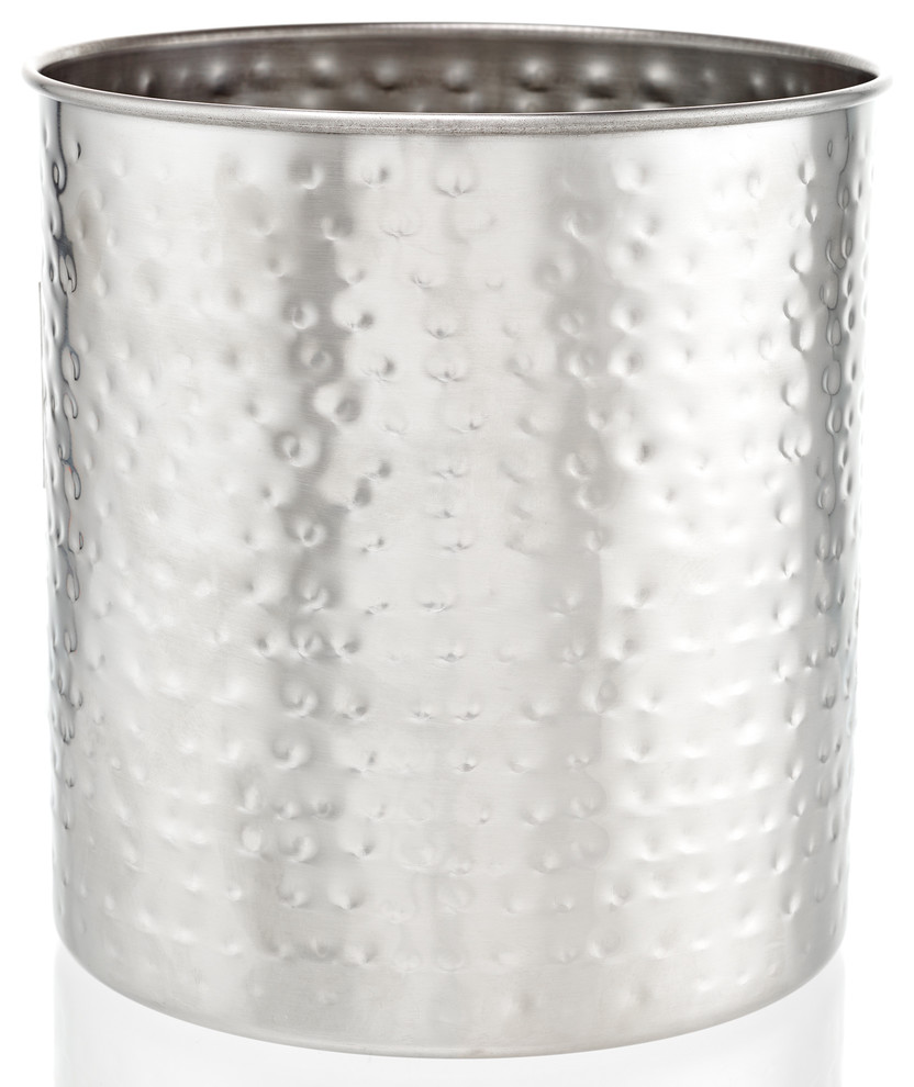 Jumbo Hammered Brushed Nickel Utensil Holder, 7"Hx7"D Contemporary