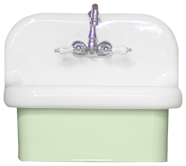 Wall Mount High Back Bath Sink Deep Basin Porcelain Farm Mint Wall Mount High Back Bath Sink Deep Basin Porcelain Farm Mint