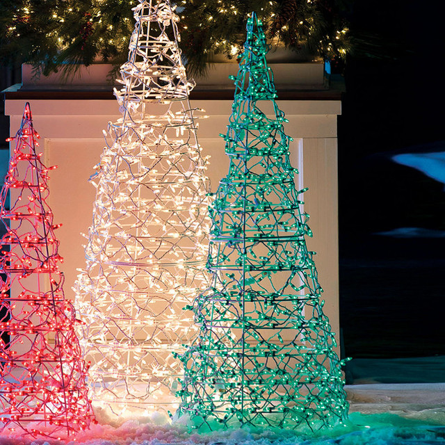 60" Green Lighted Cone Tree - Frontgate - Christmas Lights