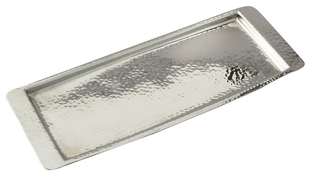 Elegance Stainless Steel  Hammered Rectangular Tray  13.75"L x 4.5" W