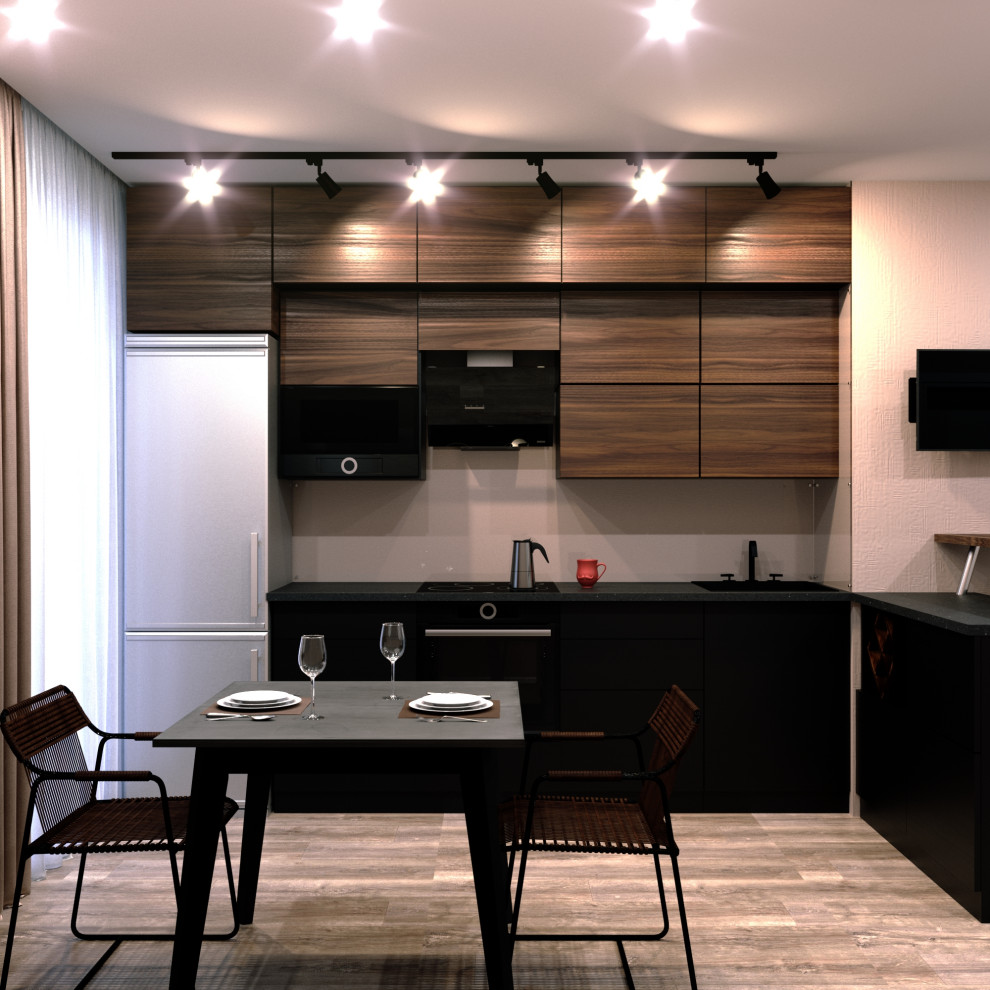 Кухня для молодого мужчины  9.6 кв м