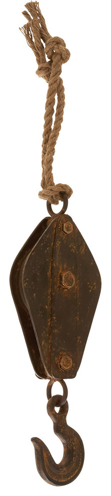 Urban Designs Antiqued Decorative Metal Rope Pulley Block and Tackle