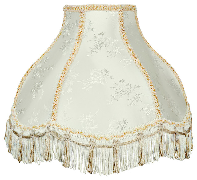 Bell Lamp Shade Cream Fabric Pleated Design Traditional Style Spider Fitter 