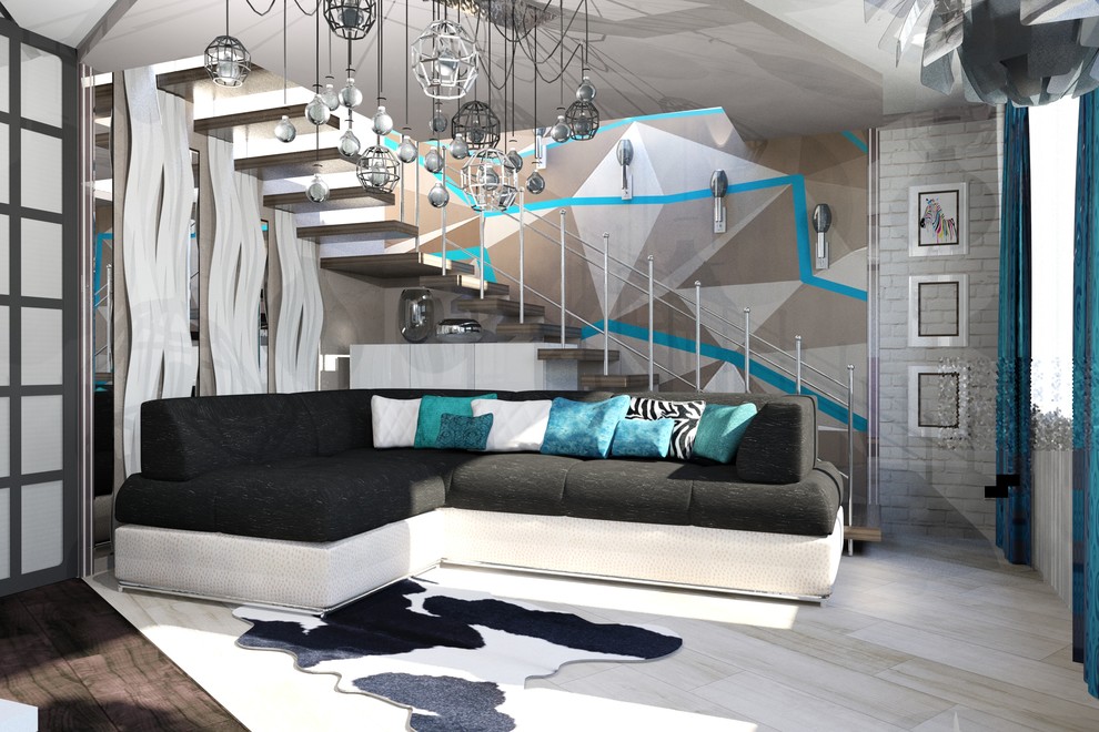 Гостиная в двухуровневой квартире