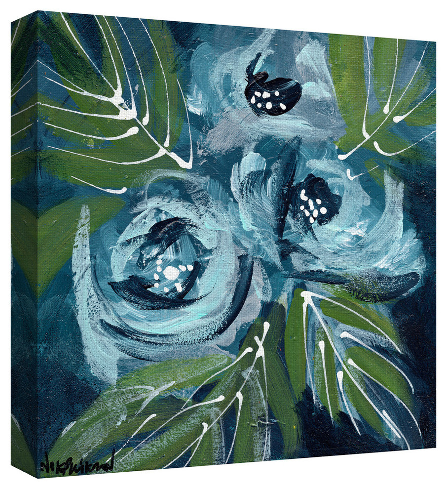 Blue Flowers by Nikol Wikman Floral Canvas Art Print Contemporary