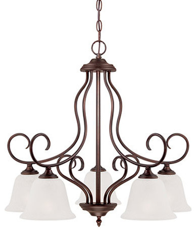Cleveland Rubbed Bronze 25.75 x 23.62-Inch Five Light Chandelier