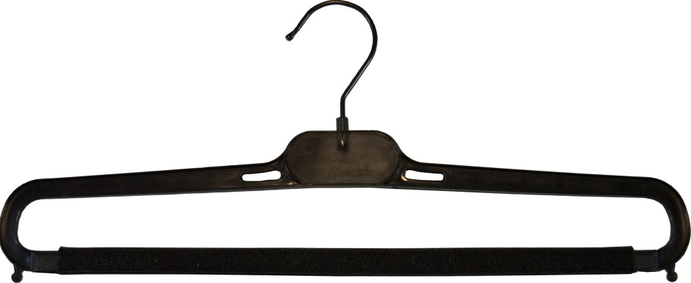 Black Plastic Pant Hanger With Non-Slip Bar and Black Hook, 100