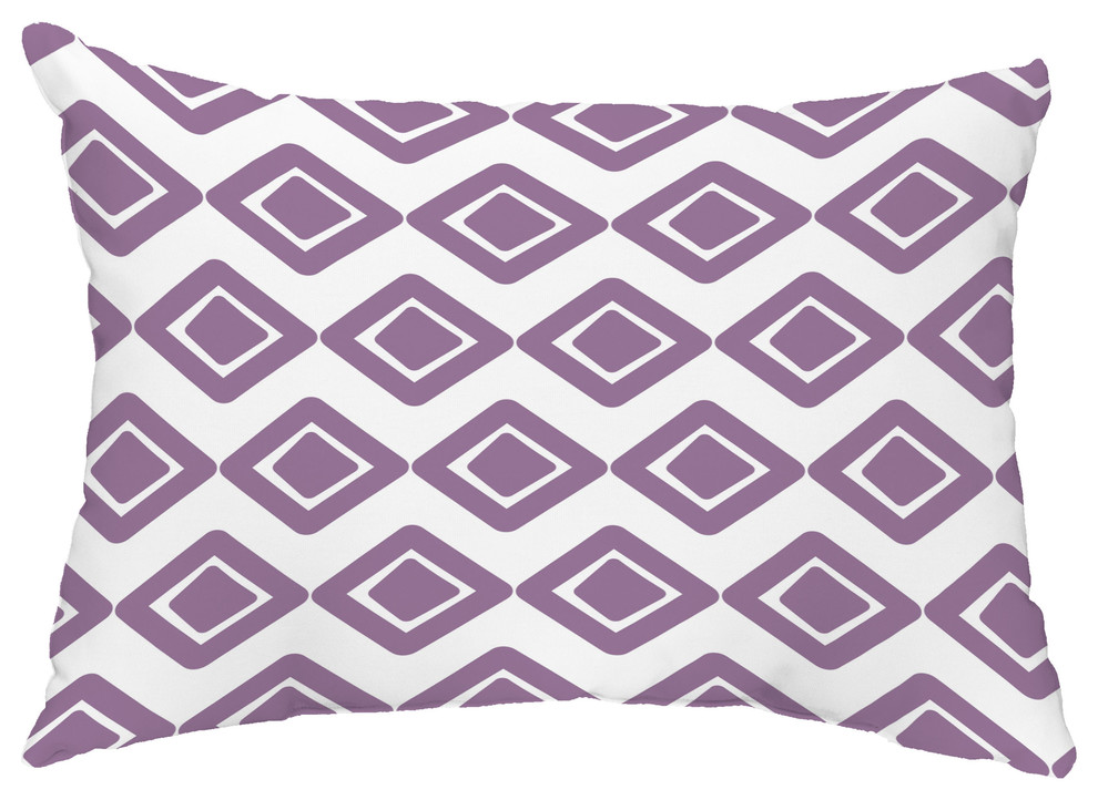 Diamond Jive 1 14"x20" Abstract Decorative Outdoor Pillow, Purple