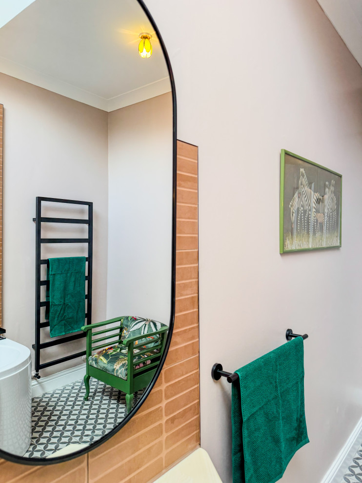 Terracota coloured bathroom in Sutton
