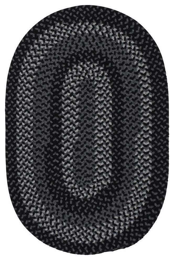 Walden Black & Charcoal 12'x15', Oval, Braided Rug
