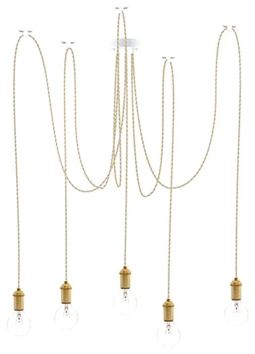 Beige And Brass Swag Chandelier