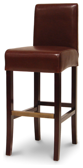 Hudson Leather Barstool with Brown Stitch, 30", Tobacco