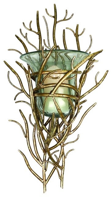 Gold Branches Wall Candle Hurricane Sconce Pillar Twig Tree Open