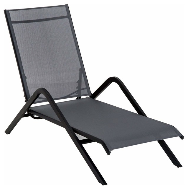Outsunny Steel Mesh Adjule Folding Outdoor Chaise Lounge Chair Gray