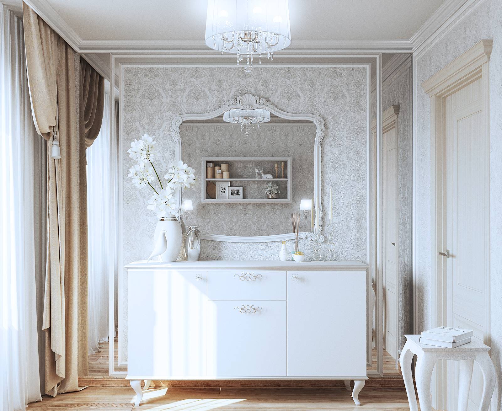 Трехкомнатная квартира в белом цвете