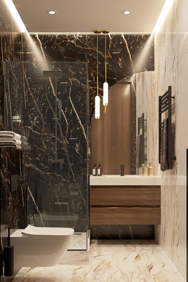 Современная городская квартира с панорамным остеклением в стиле ар-деко