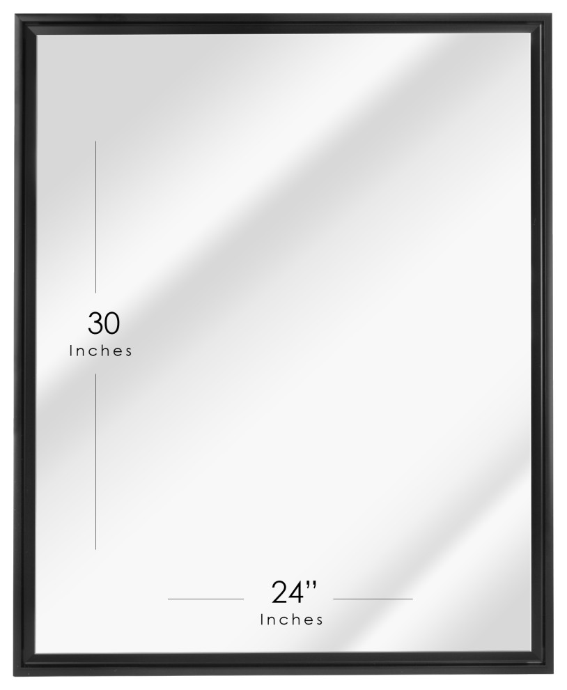 Head West Glossy Black EdgetoEdge Float Framed Mirror 26x32