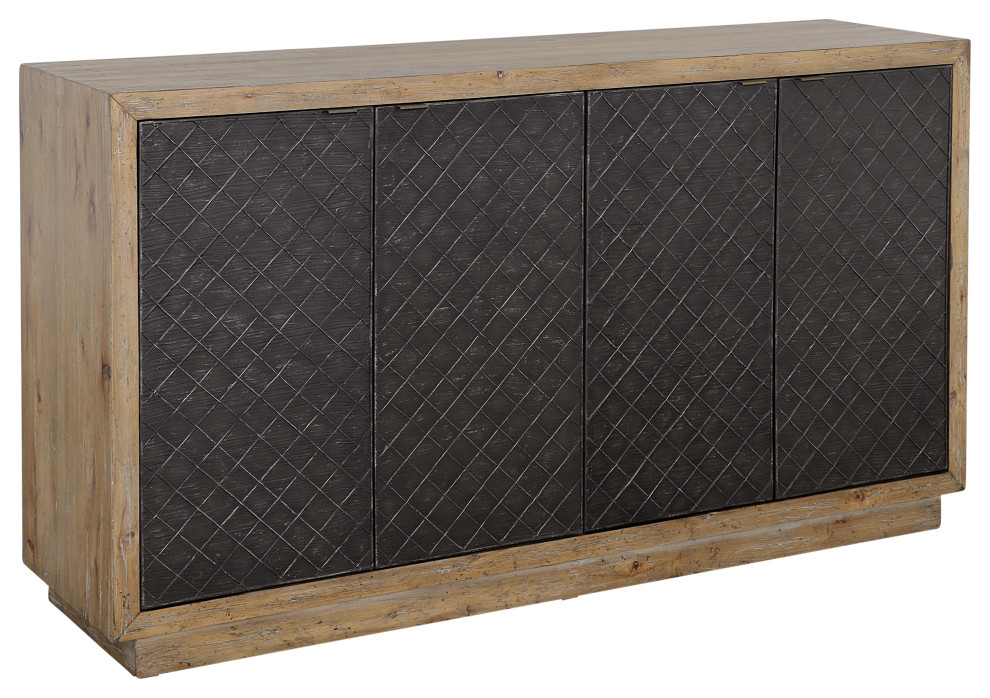 Lennox Transitional Light Natural and Black Four Door Credenza