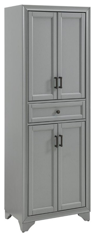 Pemberly Row 4-Door Traditional Wood Pantry in Distressed Gray