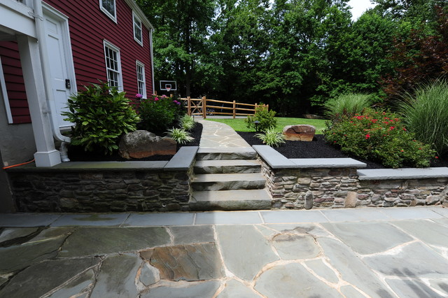Natural Bluestone Rectangular Pool american-traditional-garden