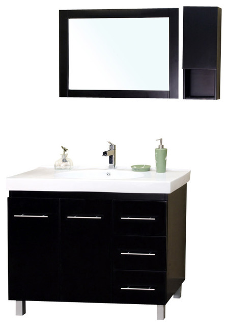 39" Single Sink Bathroom Vanity Solid Wood Black Right