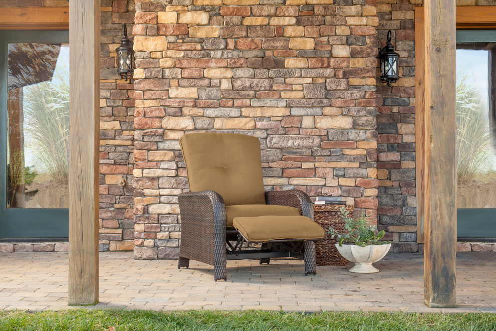Transitional backyard home design photo