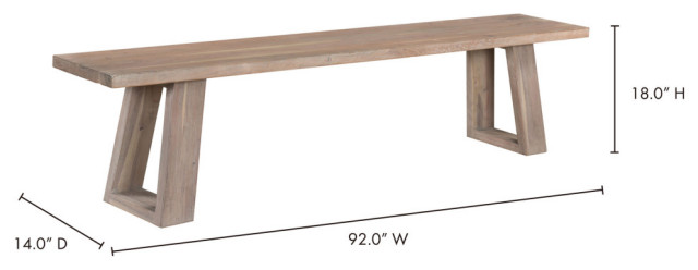 92 Inch Bench Grey Scandinavian Moe's Home - Scandinavian - Upholstered ...
