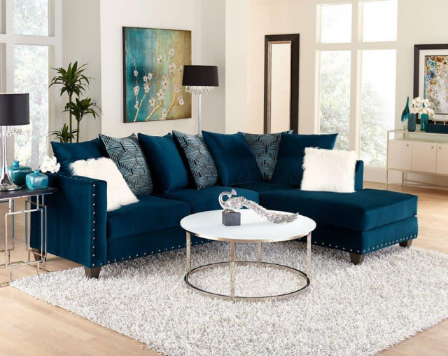 Melon Sapphire Sectional Collection Contemporary Living Room