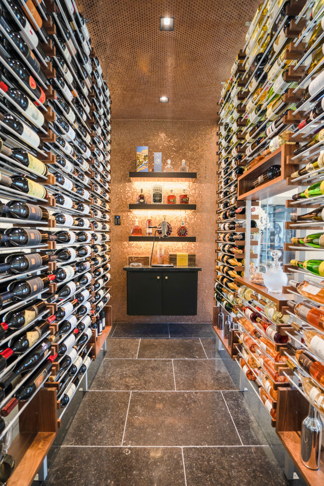 Inspiration for a contemporary wine cellar in Houston.