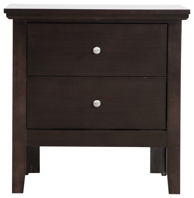 Primo 2Drawer Espresso Nightstand (24"H x 15.5"W x 19"D) Transitional Nightstands And