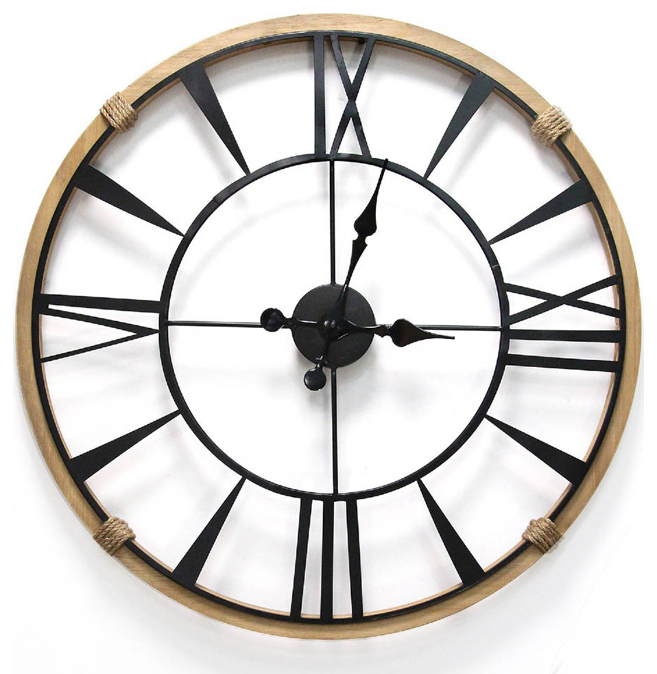 Stratton Home Decor Handcrafted Columbus Wall Clock Beach Style Wall Clocks by Stratton