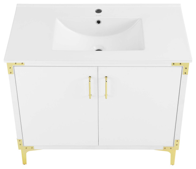 Voltaire 36" Single, Bathroom Vanity, White With Gold Hardware ...