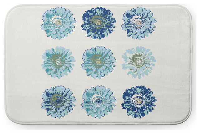 24" x 17" Gypsy Floral  Bathmat, Dark Cobalt Blue