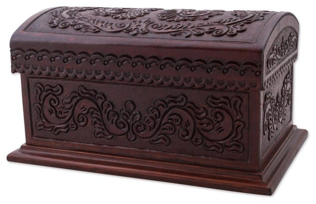Classic Inspiration Leather and Wood Chest, Peru