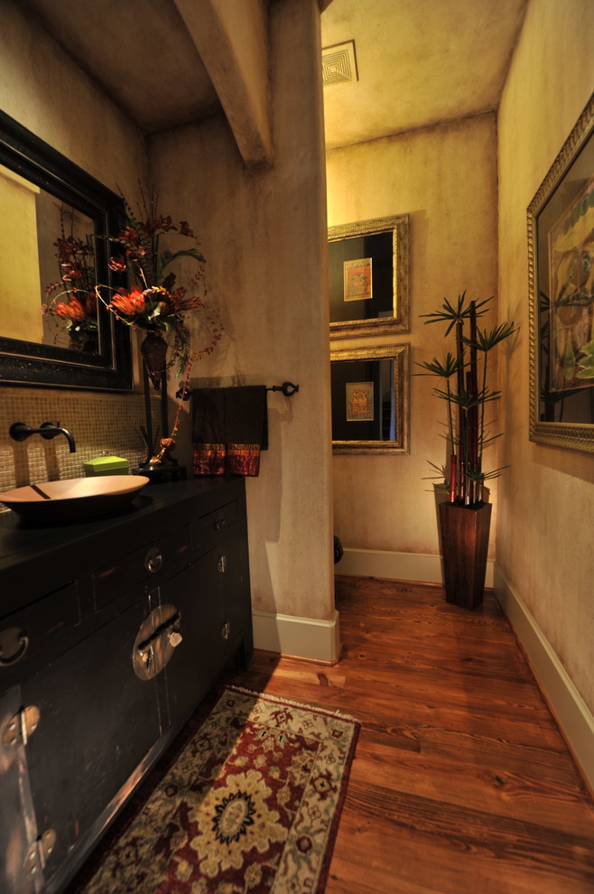 Eclectic powder room in Houston.