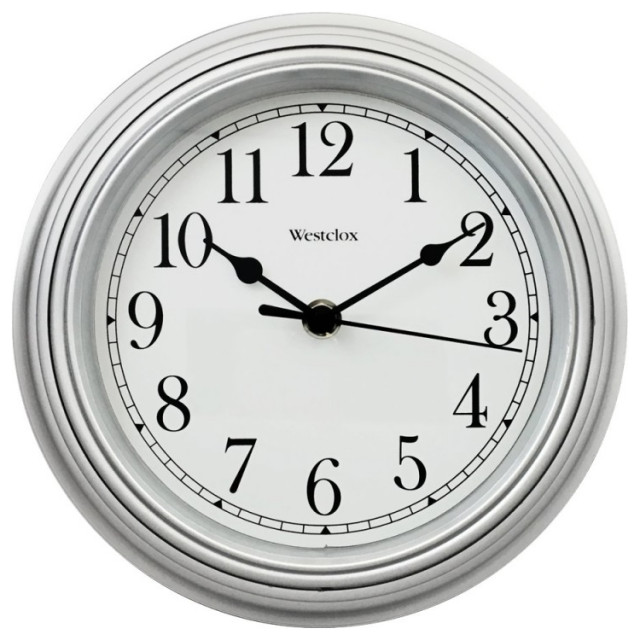 Grey Pendulum Wall Clock Silver Metal  For Living Room Office Home Time Analogue 
