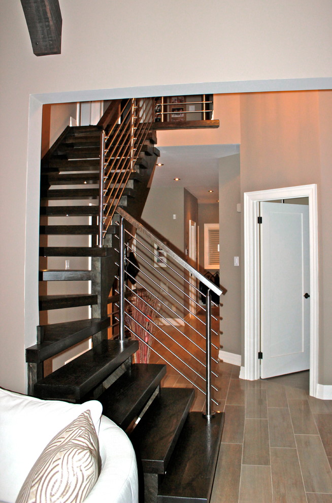 Contemporary staircase in Toronto.