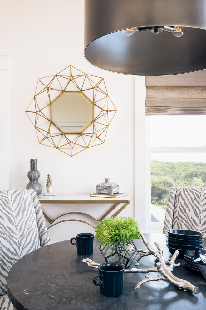 Inspiration for a small modern light wood floor and brown floor great room remodel in Other with beige walls