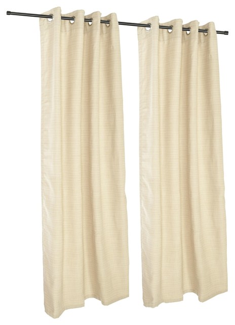Dupione Pearl Sunbrella Outdoor Single Panel Curtain With Grommets
