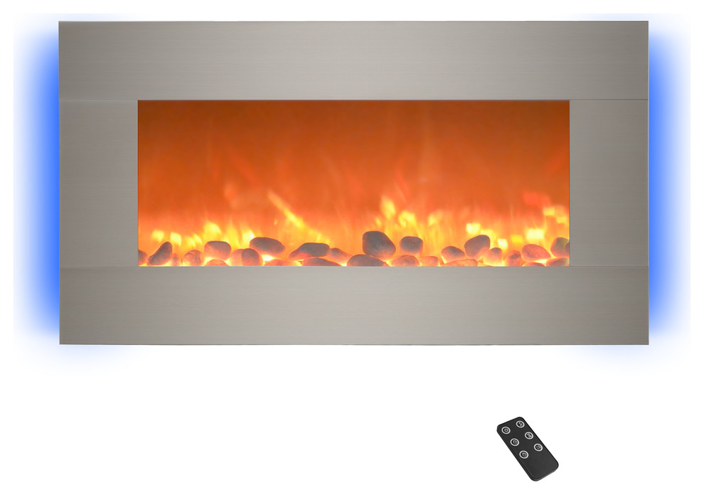Electric Fireplace, 31" by Northwest, Brushed Silver