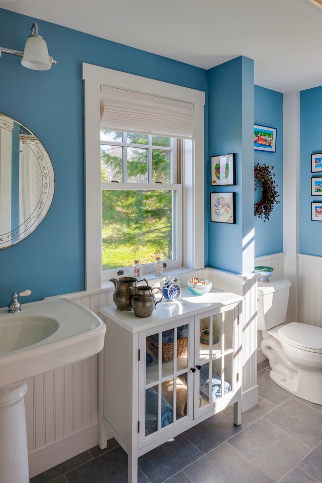 New England Cape Renovation Beach Style Bathroom Portland Maine