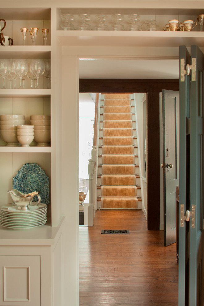 Design ideas for a transitional staircase in Dallas.