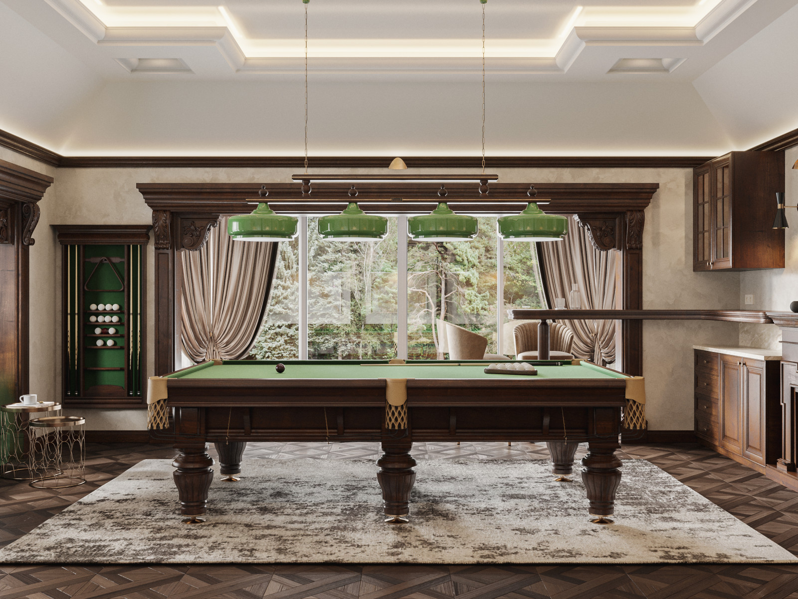 Дизайн бильярдной в частном доме