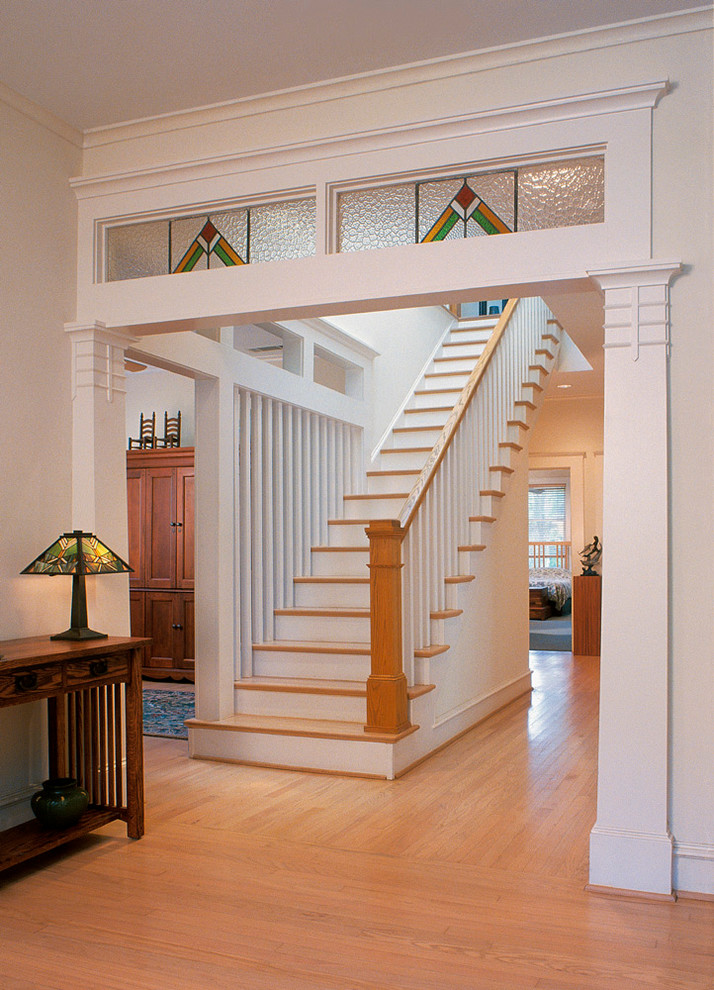 Inspiration for a traditional straight staircase in Dallas.