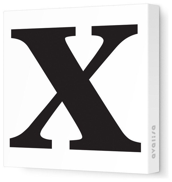 Letter - Lower Case 'x' Stretched Wall Art, 28" x 28", Black